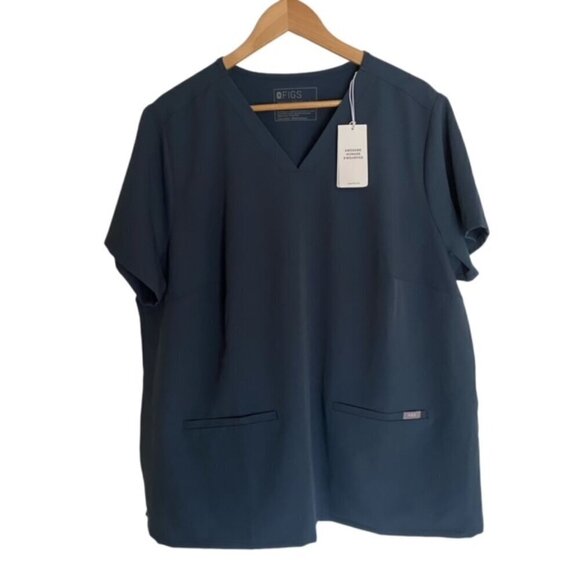 NWT Figs Casma 3 Pocket Scrub Top in Dark Harbor 3XL - Picture 2 of 5